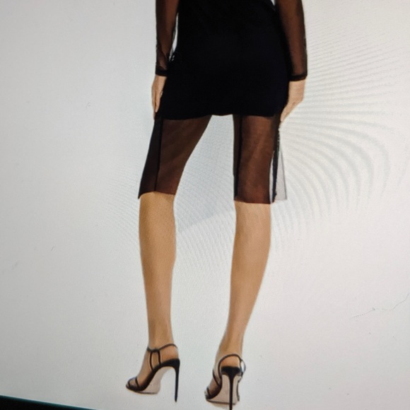 AQUA Dress Sexy Glam Illusion Ruched Knit & Sheer Mini NWT Sz XS - Picture 7 of 15